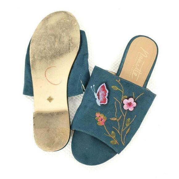 Nanette Lepore Teal Suede Embroidered Valentina - Picture 3 of 4